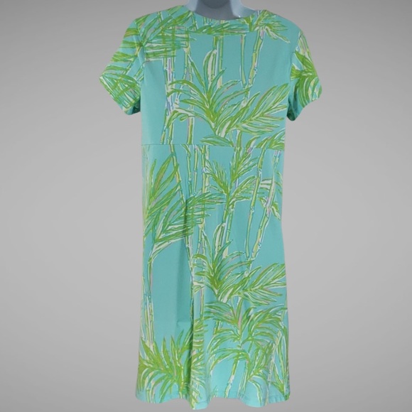 Lilly Pulitzer Green Blue Kelsea Bamboo Print Dress - Picture 3 of 8
